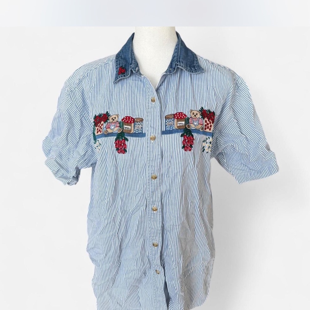 Bobbie Brooks Blue Striped Button Down Shirt